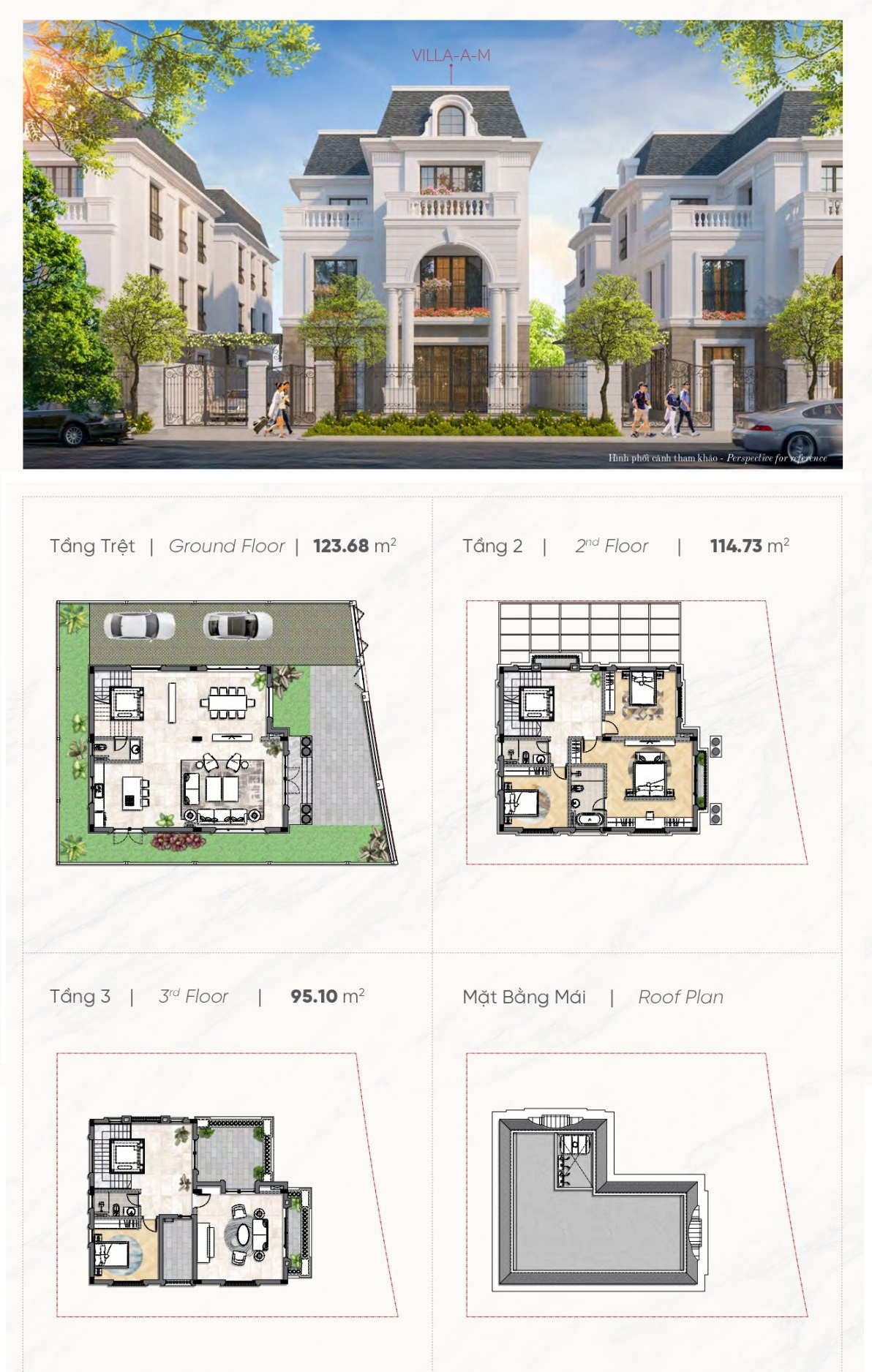 thiết kế biệt thự đơn lập hồng hạc city