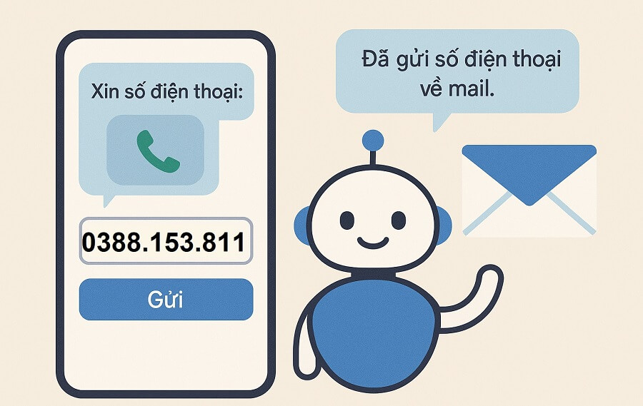 Chatbot AI Tự Động Xin Và Gửi Số Điện Thoại Khách Hàng