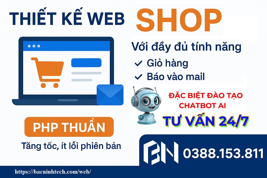 Thiết Kế Website Shop Bán Hàng Tích Hợp Chatbot AI