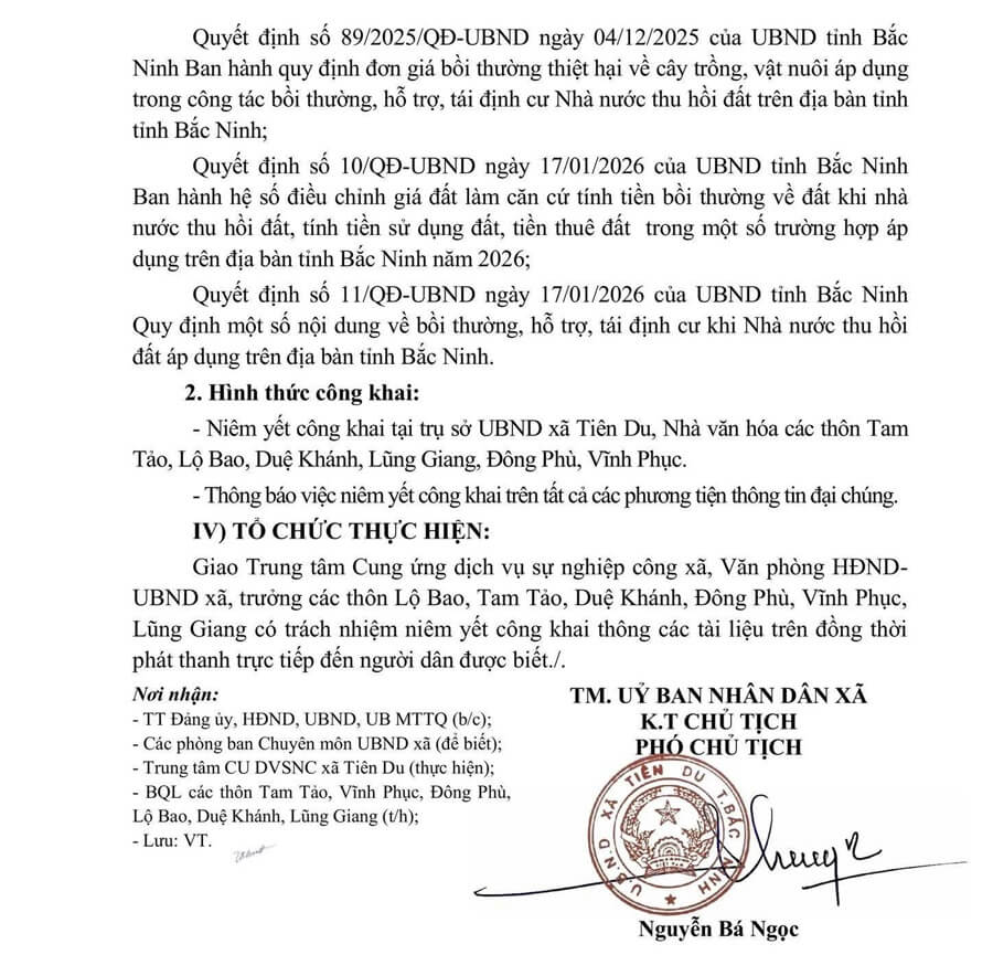 giải phóng mặt bằng dự án sun bắc ninh tại tiên du