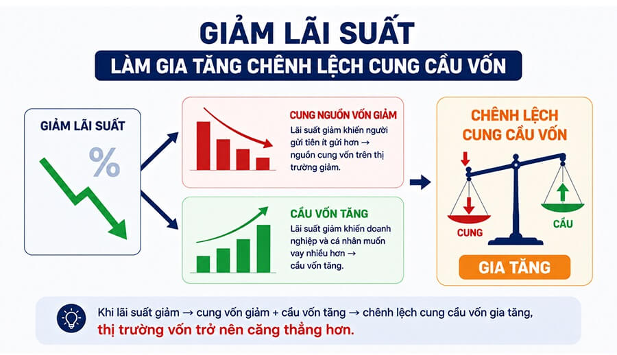 Giảm lãi suất làm gia tăng chênh lệch cung cầu