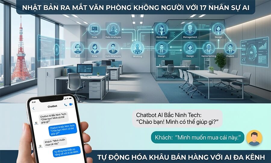 Nhật Bản Ra Mắt Mô Hình Văn Phòng Không Người Với 17 Nhân Sự AI