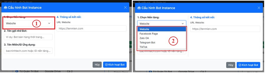 Khung hiện ra, có rất nhiều nền tảng để chúng ta lựa chọn
