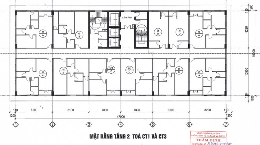 Mặt bằng tòa CT1 và CT2 dự án NOXH Nam Sơn khu 2