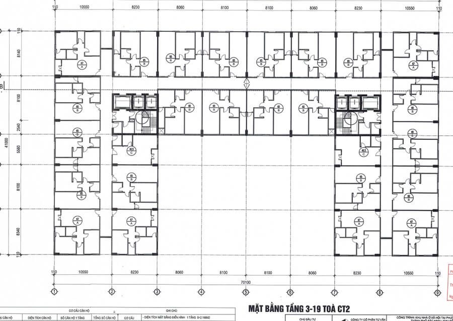 Mặt bằng tòa CT2 dự án nhà ở xã hội Nam Sơn khu 2