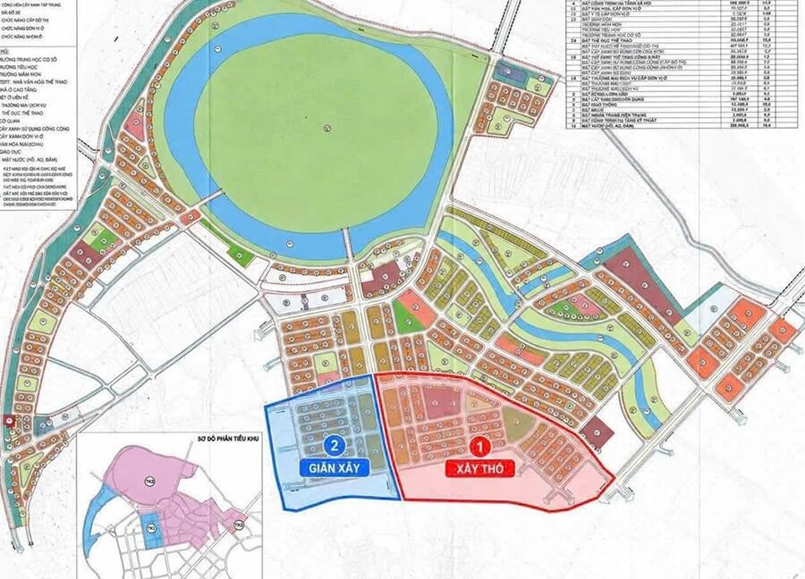 Vị trí 2 khu sản phẩm dự án Vinhomes King Park
