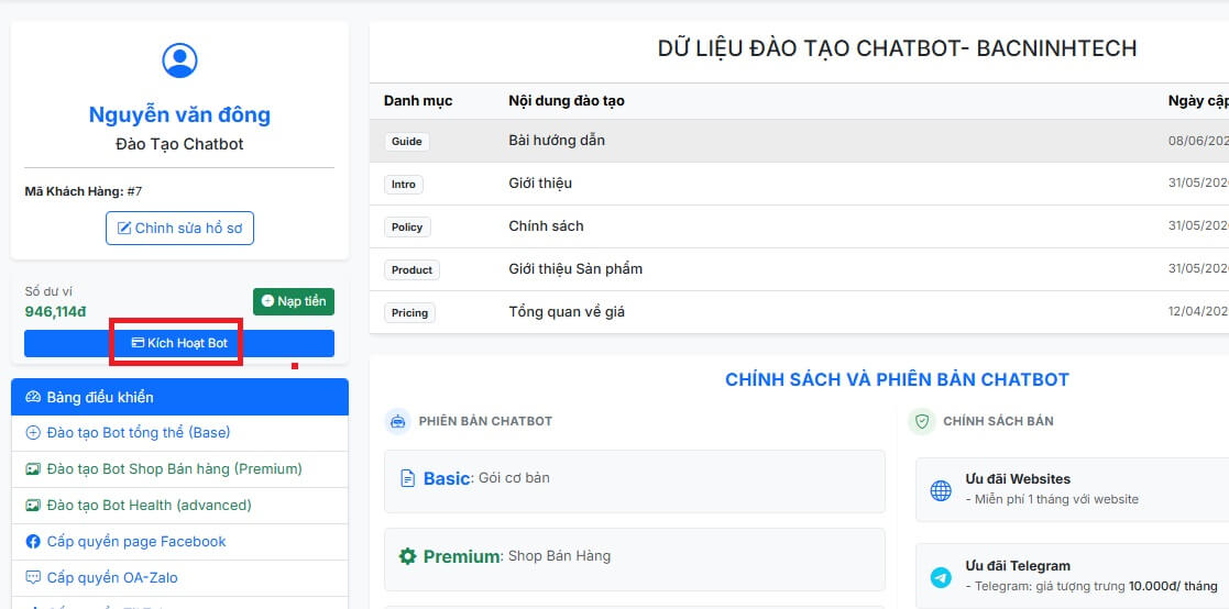 Để kích hoạt Anh Chị cần thanh toán