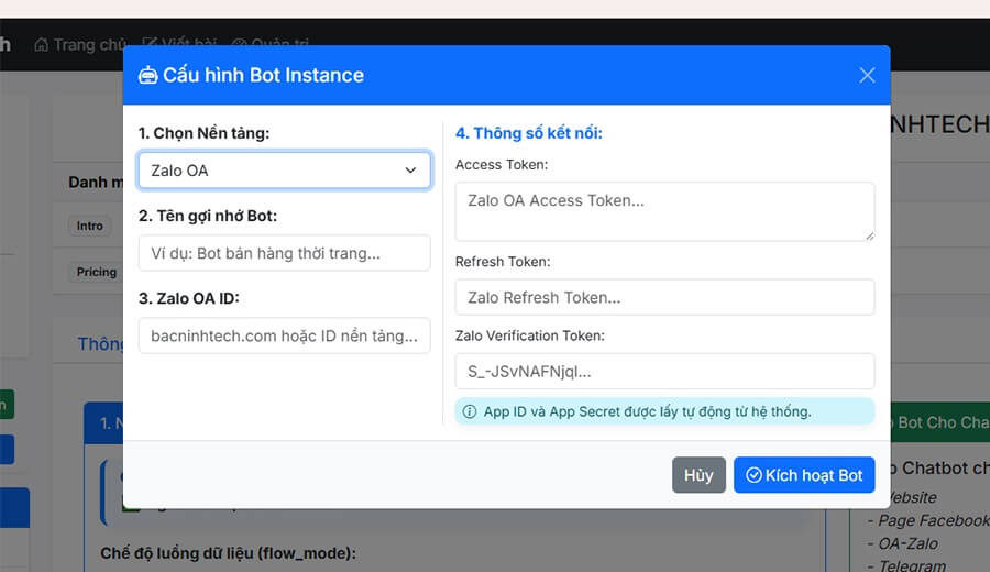 Bài 6- Hướng Dẫn Tạo Chatbot OA-Zalo Tại Bacninhtech