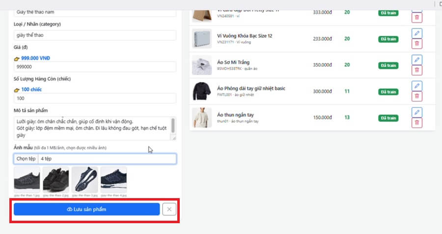 Cung cấp nội dung cho bot phân tích và tư vấn khách hàng
