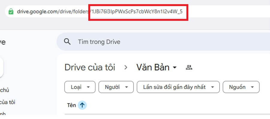 ID link folder Drive sau chữ folders của đường dẫn drive